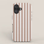 Classic Double Stripes Mocha Brown and White Vertical Stripe Pattern iPhone Case Gallery Image 1