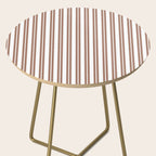 Classic Double Stripes Mocha Brown and White Vertical Stripe Pattern Side Table Gallery Image 2