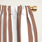 Classic Double Stripes Mocha Brown and White Vertical Stripe Pattern Window Curtain Gallery Image 2