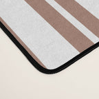 Classic Double Stripes Mocha Brown and White Vertical Stripe Pattern Desk Mat Gallery Image 4