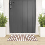 Classic Double Stripes Mocha Brown and White Vertical Stripe Pattern Welcome Mat Gallery Image 3