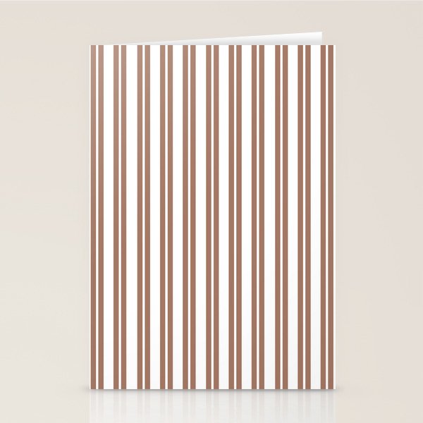 Classic Double Stripes Mocha Brown and White Vertical Stripe Pattern Stationery Card Gallery Image 2