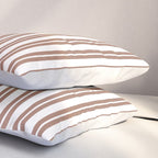 Classic Double Stripes Mocha Brown and White Vertical Stripe Pattern Pillow Sham Gallery Image 3