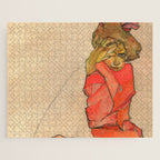 Egon Schiele "Kneeling Female in Orange-Red Dress" Jigsaw Puzzle Gallery Image 1