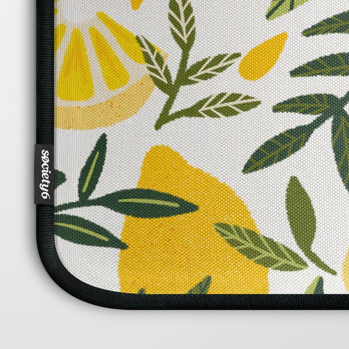 Lemon Blooms on White Laptop Sleeve Gallery Image 3