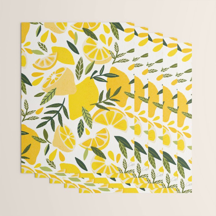 Lemon Blooms on White Wrapping Paper Gallery Image 3