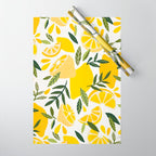 Lemon Blooms on White Wrapping Paper Gallery Image 1