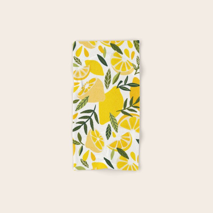 Lemon Blooms on White Bath Towel Gallery Image 1