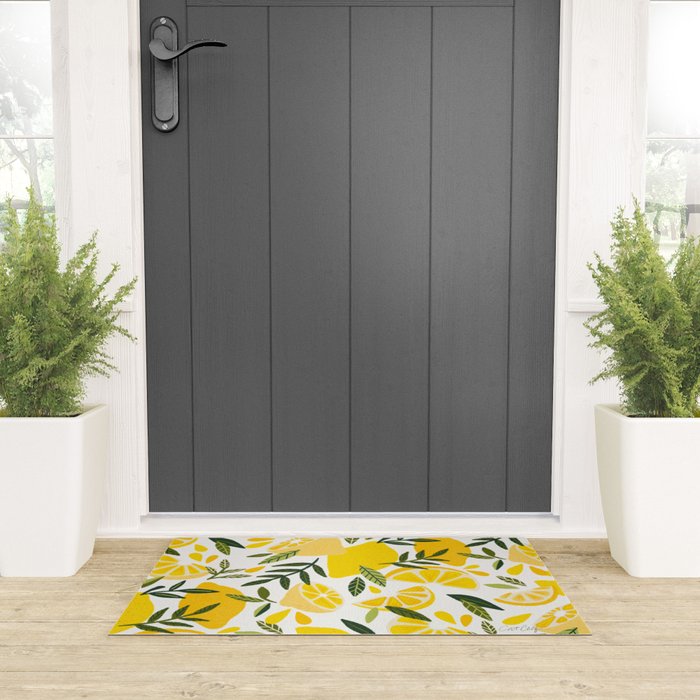 Lemon Blooms on White Welcome Mat Gallery Image 3