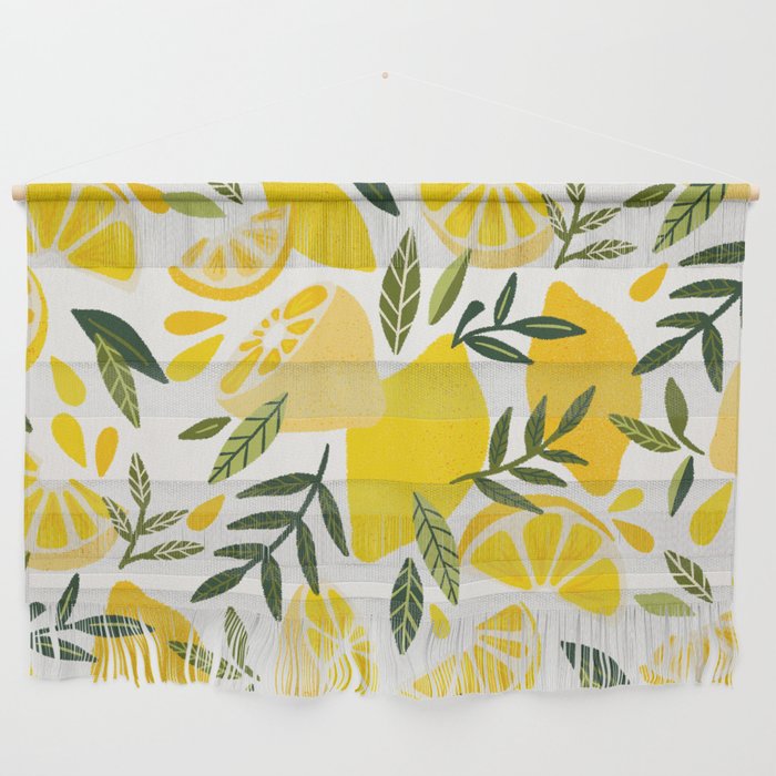 Lemon Blooms on White Wall Hanging Gallery Image 1