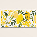 Lemon Blooms on White Desk Mat Gallery Image 3