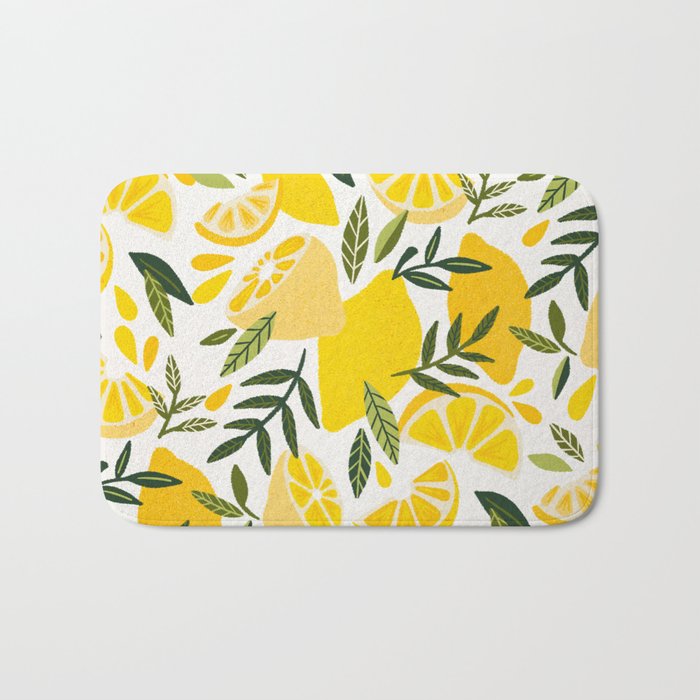 Lemon Blooms on White Bath Mat Gallery Image 1