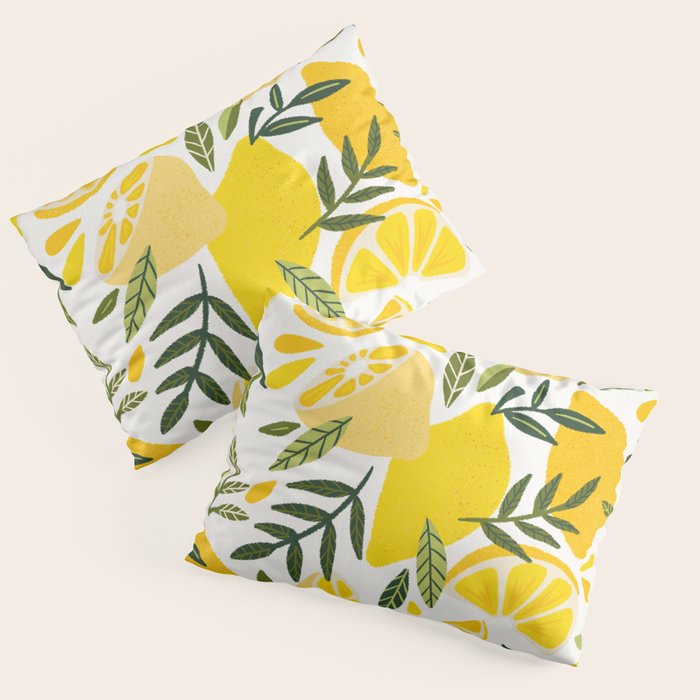 Lemon Blooms on White Pillow Sham Gallery Image 1