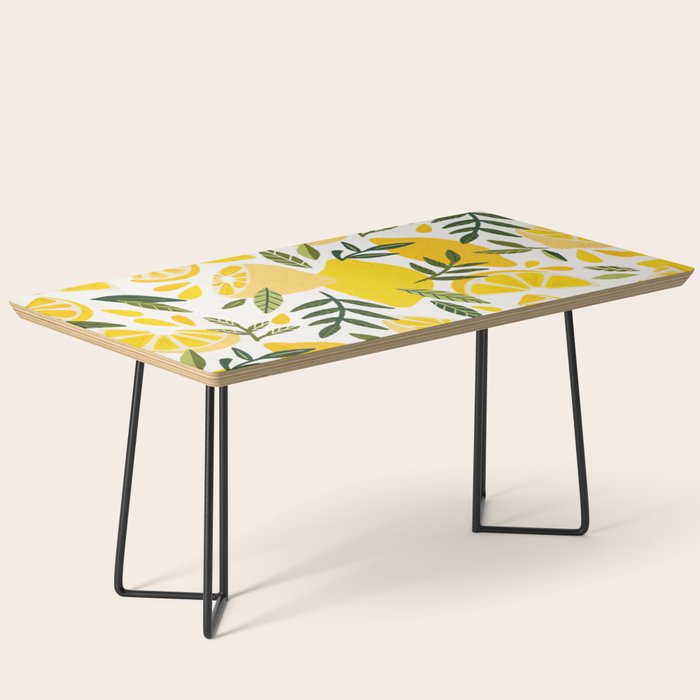 Lemon Blooms on White Coffee Table Gallery Image 1