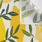 Lemon Blooms on White Wall Tapestry Gallery Image 3
