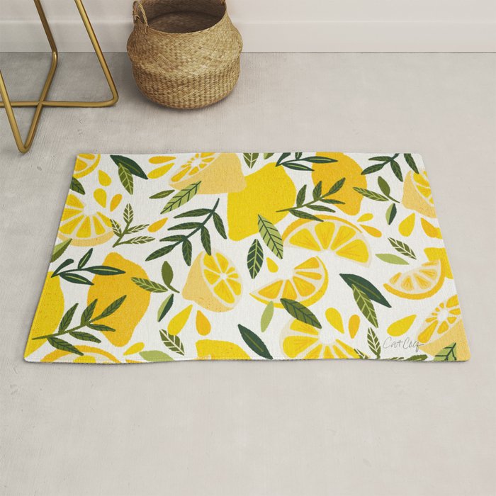 Lemon Blooms on White Rug Gallery Image 1
