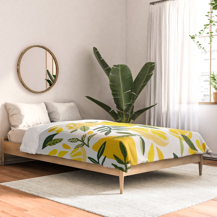 Lemon Blooms on White Comforter Gallery Image 2