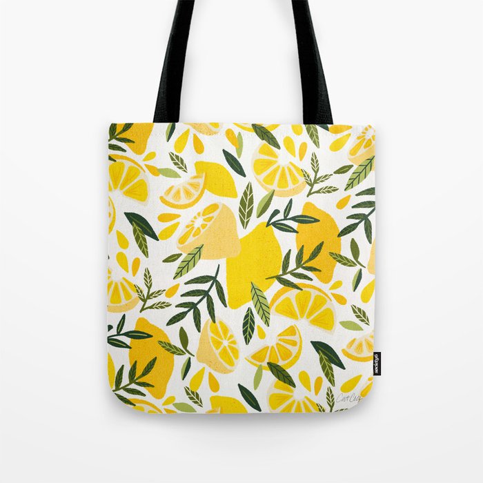 Lemon Blooms on White Tote Bag Gallery Image 1