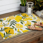 Lemon Blooms on White Outdoor Rug Gallery Image 2