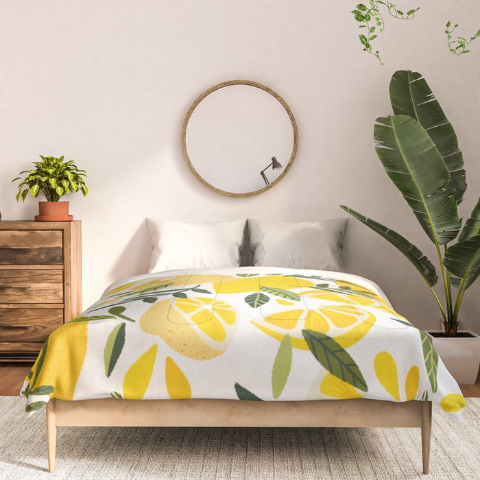 Lemon Blooms on White Comforter Gallery Image 3