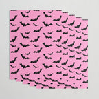 Black Bat Pattern on Pink Wrapping Paper Gallery Image 3