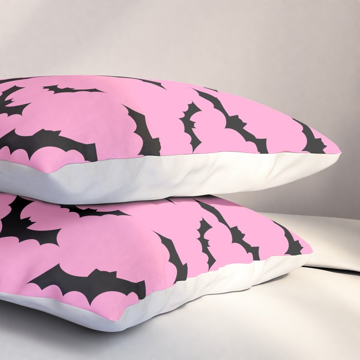 Black Bat Pattern on Pink Pillow Sham Gallery Image 3