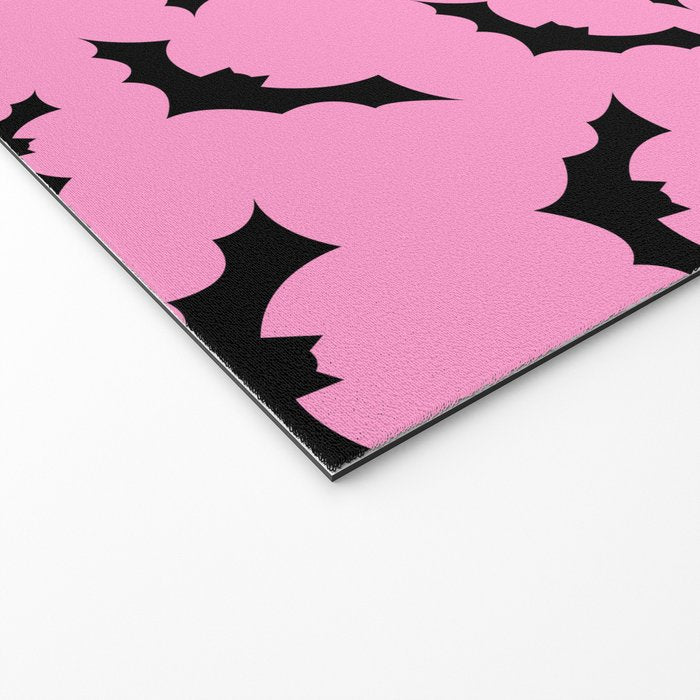 Black Bat Pattern on Pink Welcome Mat Gallery Image 2
