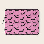 Black Bat Pattern on Pink Laptop Sleeve Gallery Image 1