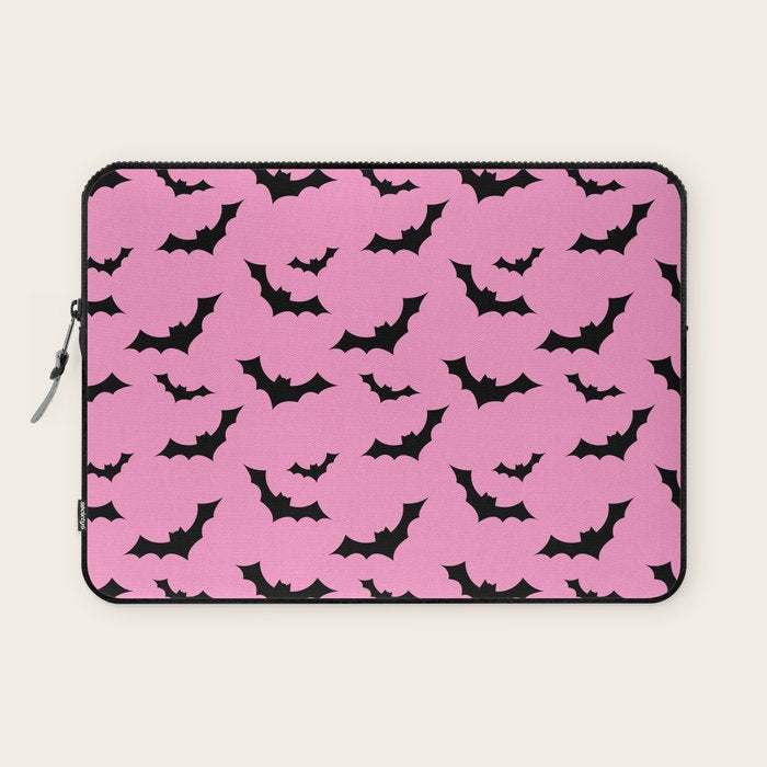 Black Bat Pattern on Pink Laptop Sleeve Gallery Image 1