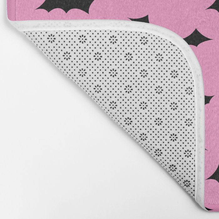 Black Bat Pattern on Pink Bath Mat Gallery Image 2