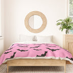 Black Bat Pattern on Pink Duvet Cover Gallery Image 3