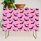 Black Bat Pattern on Pink Credenza Gallery Image 1