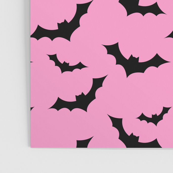 Black Bat Pattern on Pink Poster Gallery Image 3