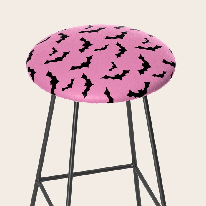 Black Bat Pattern on Pink Stool Gallery Image 2