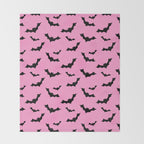 Black Bat Pattern on Pink Throw Blanket Gallery Image 2