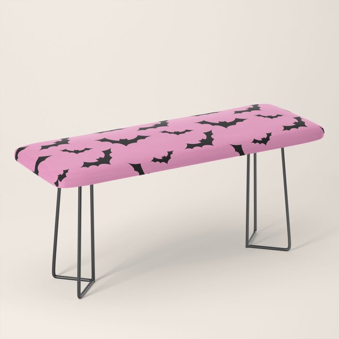 Black Bat Pattern on Pink Bench Gallery Image 1