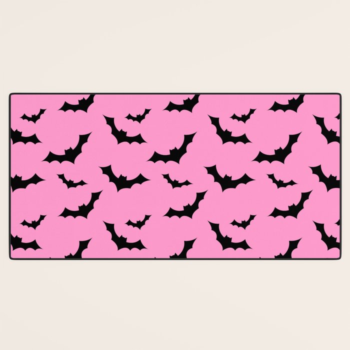 Black Bat Pattern on Pink Desk Mat Gallery Image 3