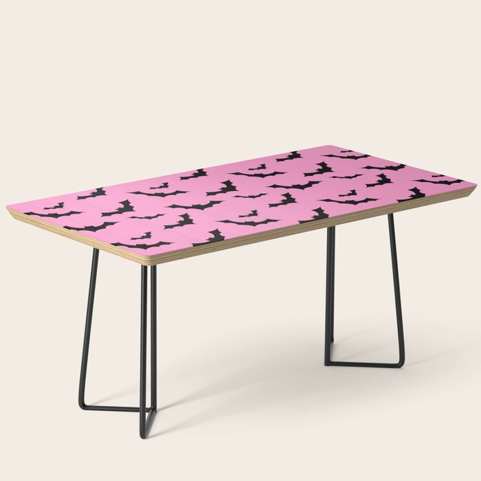 Black Bat Pattern on Pink Coffee Table Gallery Image 1