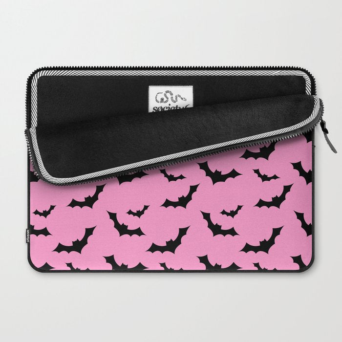 Black Bat Pattern on Pink Laptop Sleeve Gallery Image 2