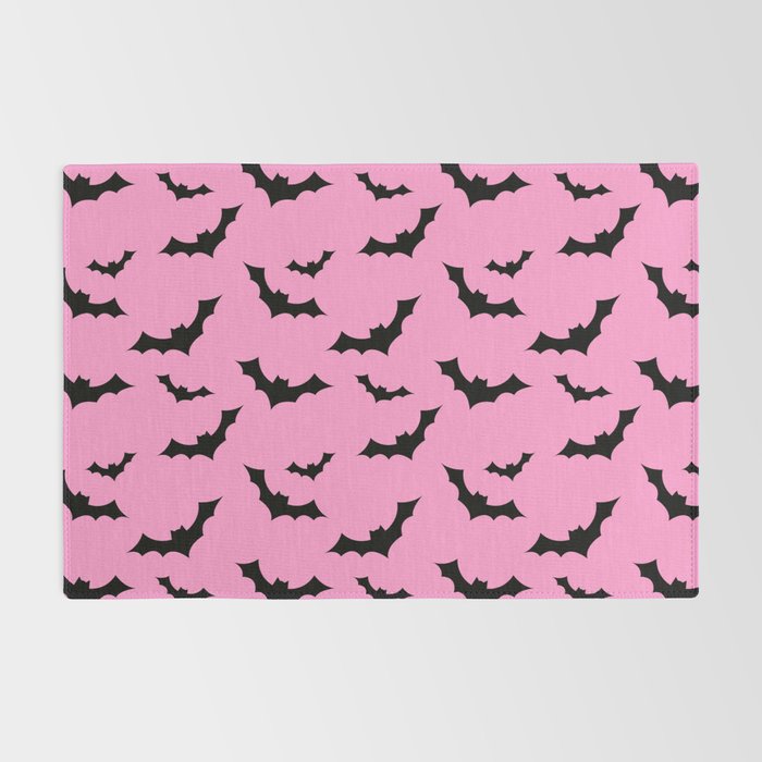 Black Bat Pattern on Pink Rug Gallery Image 2