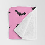 Black Bat Pattern on Pink Throw Blanket Gallery Image 3