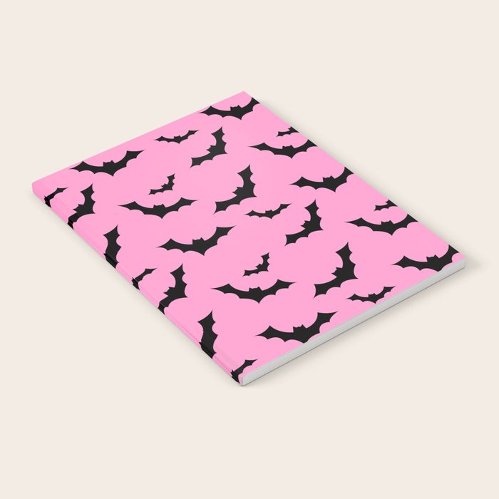 Black Bat Pattern on Pink Notebook Gallery Image 2