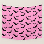 Black Bat Pattern on Pink Wall Tapestry Gallery Image 4