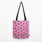 Black Bat Pattern on Pink Tote Bag Gallery Image 2
