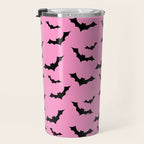 Black Bat Pattern on Pink Travel Mug Gallery Image 3