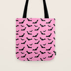 Black Bat Pattern on Pink Tote Bag Gallery Image 1