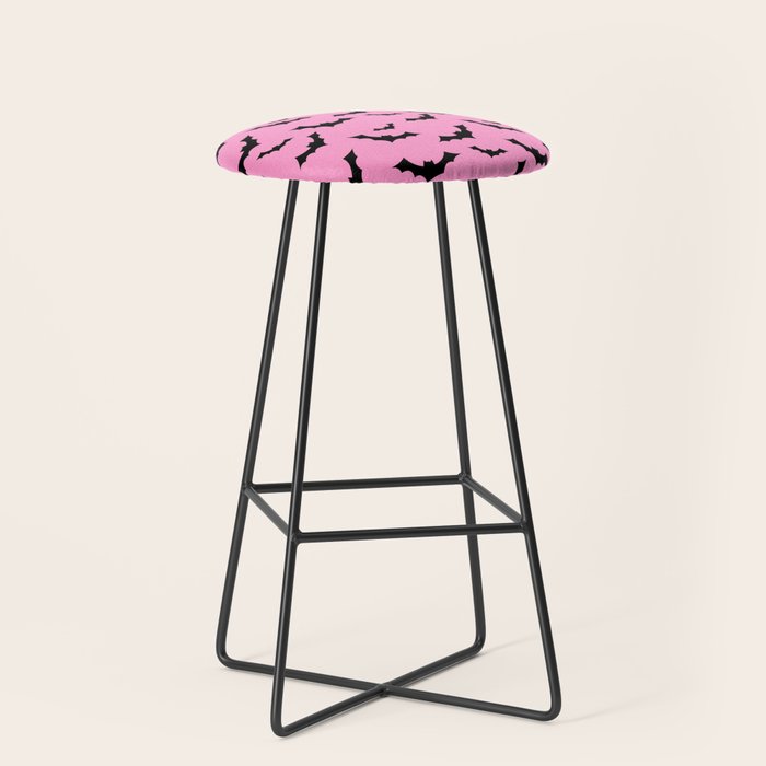 Black Bat Pattern on Pink Stool Gallery Image 1