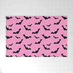 Black Bat Pattern on Pink Welcome Mat Gallery Image 1