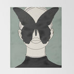 BLACK BUTTERFLY Line Drawing Throw Blanket Gallery Image 2