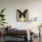 BLACK BUTTERFLY Line Drawing Wood Wall Art Gallery Image 2
